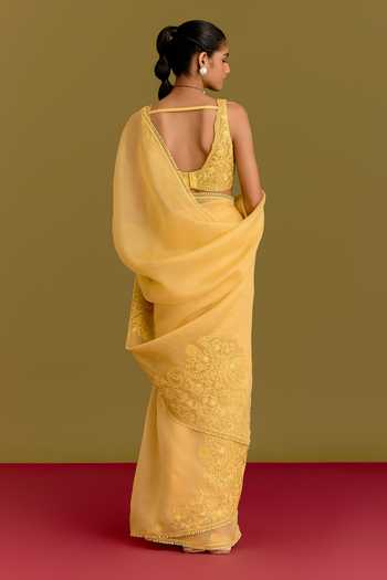 Devnaagri Embroidered Silk Organza Saree & Blouse Set 