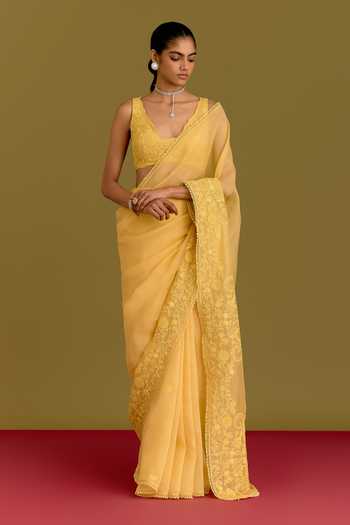 Devnaagri Embroidered Silk Organza Saree & Blouse Set 
