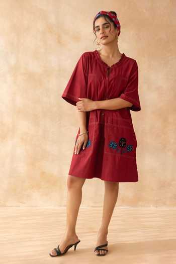 Moontara Marcella Cotton Knee Length Dress 