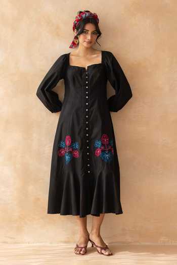 Moontara Midnight Cotton Midi Dress 