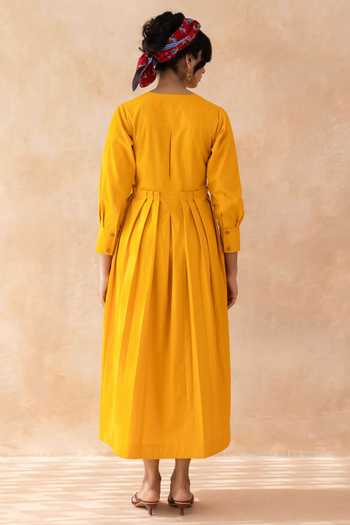 Moontara Clementia Cotton Wrap Midi Dress 