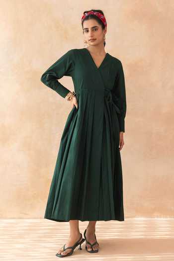 Moontara Mossie Cotton Wrap Midi Dress 