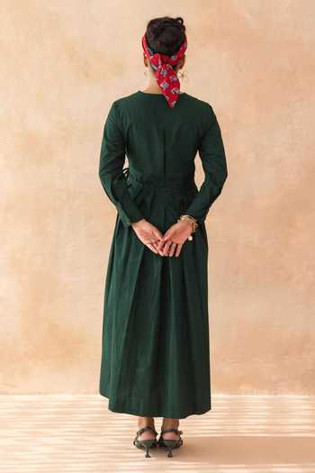 Moontara Mossie Cotton Wrap Midi Dress 