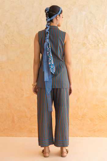 Moontara Dune Stripe Pattern Top With Pant 