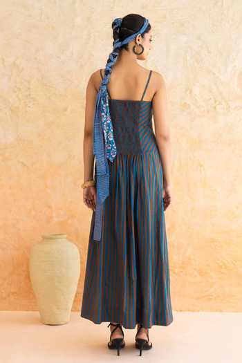 Moontara Linea Stripe Pattern Cotton Dress 