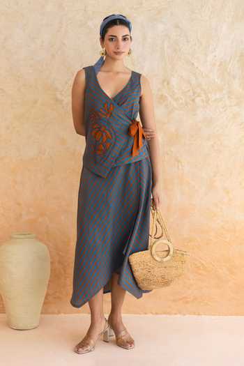 Moontara Alora Stripe Pattern Top With Skirt 