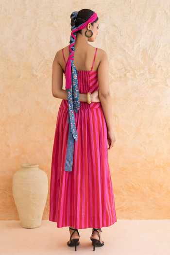 Moontara Scarlett Stripe Pattern Dress 
