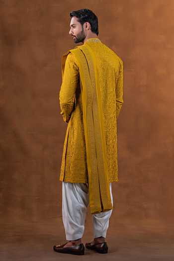 Buy Punit Arora Mustard Silk Tonal Embroidered Kurta Set Online at Aza Fashions Buy_Punit Arora_Mustard Silk Tonal Embroidered Kurta Set _Online_at_Aza_Fashions