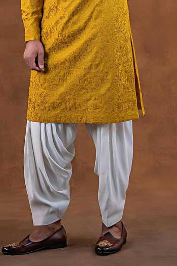 Shop Punit Arora Mustard Silk Tonal Embroidered Kurta Set Online at Aza Fashions Shop_Punit Arora_Mustard Silk Tonal Embroidered Kurta Set _Online_at_Aza_Fashions