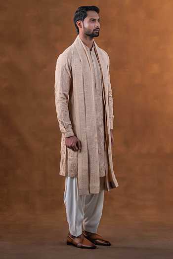 Punit Arora Rose Gold Silk Embroidered Kurta Set Online at Aza Fashions Punit Arora_Rose Gold Silk Embroidered Kurta Set _Online_at_Aza_Fashions