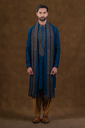 Buy Punit Arora Blue Silk Tonal Embroidered Kurta Set Online at Aza Fashions Buy_Punit Arora_Blue Silk Tonal Embroidered Kurta Set _Online_at_Aza_Fashions