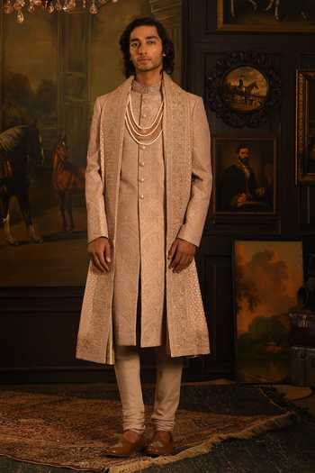 Shop Punit Arora Pink Silk The Mughal Tapestry Embroidered Sherwani Set Online at Aza Fashions Shop_Punit Arora_Pink Silk The Mughal Tapestry Embroidered Sherwani Set _Online_at_Aza_Fashions