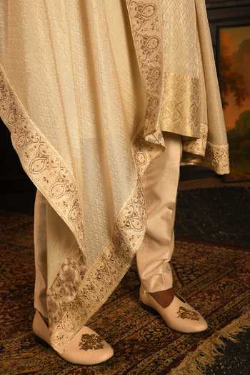 Buy_Punit Arora_Beige Silk Dori Embroidered Sherwani Set 