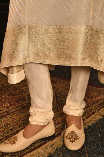 Buy_Punit Arora_Beige Silk Embroidered Sherwani Set 