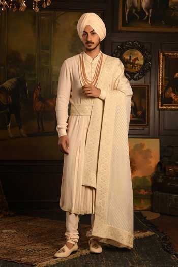Punit Arora The Imperial Drape Silk Sherwani Set  