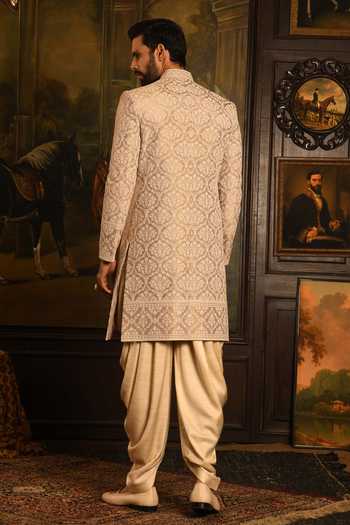 Punit Arora Floral Pattern Silk Sherwani Set 