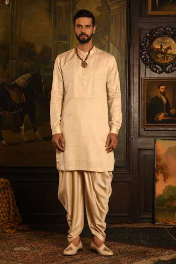 Buy_Punit Arora_Pink Silk Floral Pattern Sherwani Set _Online_at_Aza_Fashions