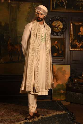 Punit Arora The Gilded Geometric Silk Sherwani Set 