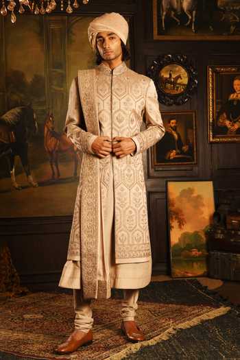 Punit Arora Geometric Embroidered Sherwani Set 
