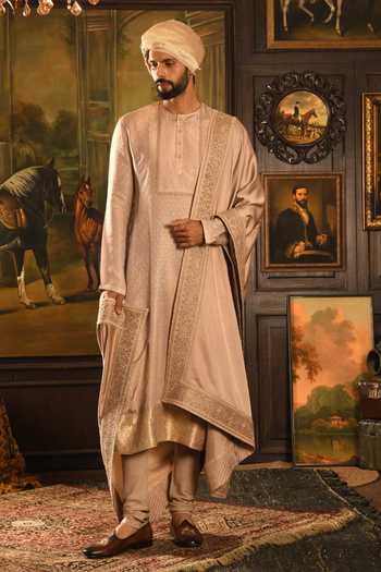 Punit Arora Tonal Embroidered Silk Sherwani Set 