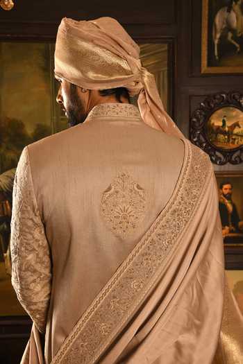 Punit Arora Tonal Embroidered Silk Sherwani Set 