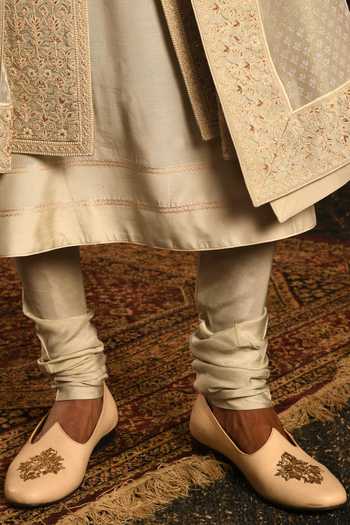 Shop_Punit Arora_Green Silk The Monochromatic Majesty Sherwani Set 