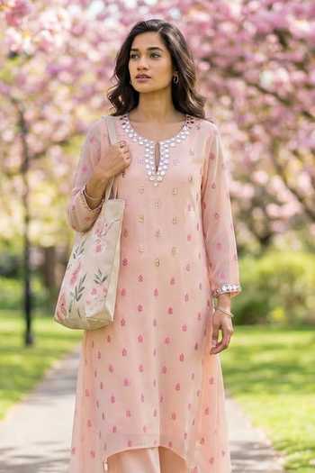 Seams Pret And Couture Elina Leaf Print Kurta Set 