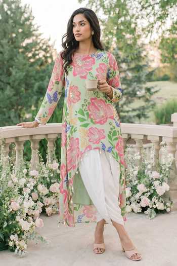 Seams Pret And Couture Floral Print Kurta & Dhoti Pant Set 