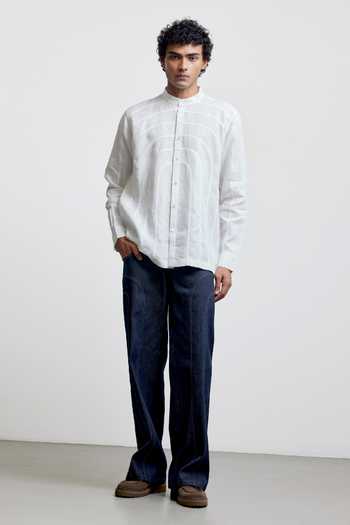 Buy_Countrymade_Ivory Linen Arch Echo Panel Shirt _Online_at_Aza_Fashions