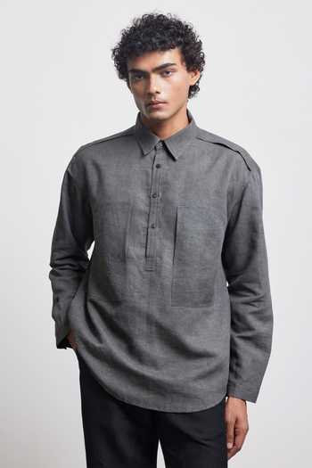 Countrymade Stone Faded Half Placket Shirt 