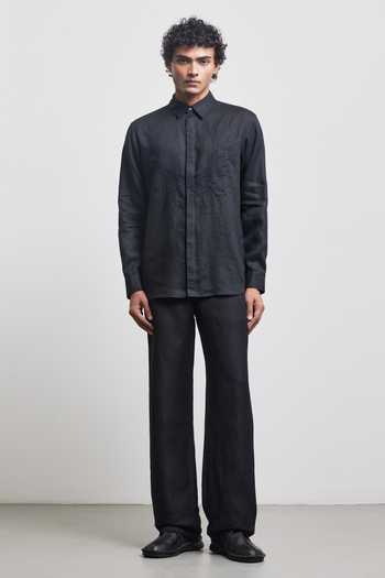 Countrymade Black Linen Wreath Shirt Online at Aza Fashions Countrymade_Black Linen Wreath Shirt _Online_at_Aza_Fashions