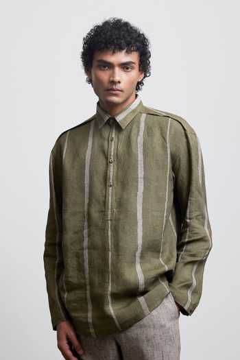 Countrymade Bagru Print Striped Shirt 