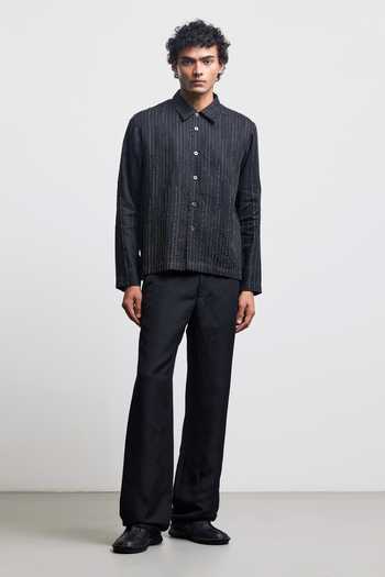 Countrymade_Black Linen Three Stitch Overshirt _Online_at_Aza_Fashions