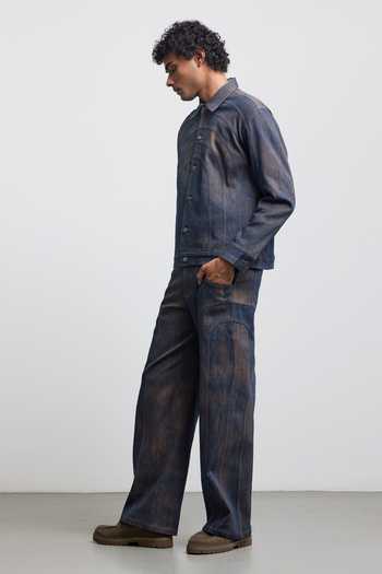 Buy_Countrymade_Navy Denim Bauhaus Coated Patchwork Jacket _Online_at_Aza_Fashions
