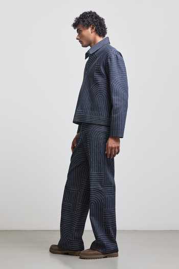 Countrymade_Navy Denim Bauhaus Kantha Jacket _Online_at_Aza_Fashions