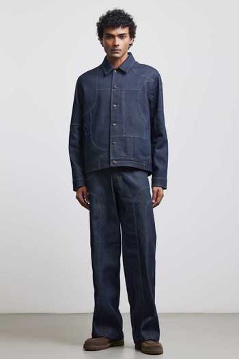 Countrymade_Navy Denim Bauhuas Patchwork Trucker Jacket _Online_at_Aza_Fashions