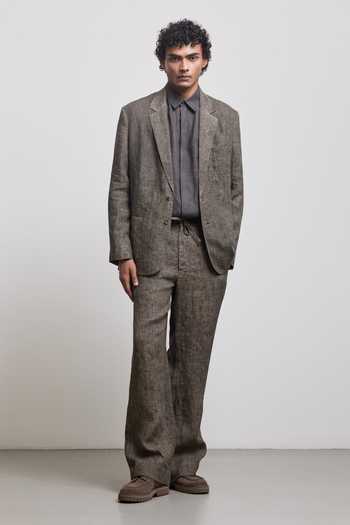 Countrymade_Grey Linen Stone Single Breasted Blazer _Online_at_Aza_Fashions