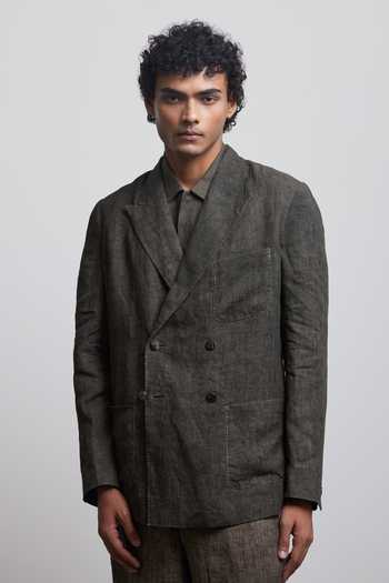 Countrymade Stone Olive Double Breasted Blazer 