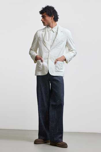 Countrymade_Ivory Cotton Ripstop Single Breasted Blazer _Online_at_Aza_Fashions