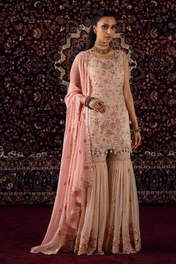 Lashkaraa Embroidered Kurta Gharara Set 