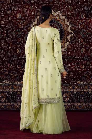 Lashkaraa Bead Embroidered Kurta Sharara Set 