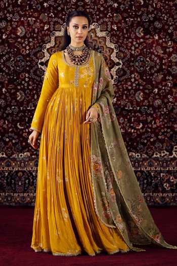Lashkaraa Pleated Embroidered Anarkali With Dupatta 
