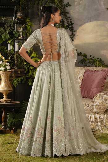 Lashkaraa Tissue Embroidered Lehenga Blouse Set 