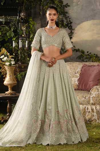 Lashkaraa Tissue Embroidered Lehenga Blouse Set 