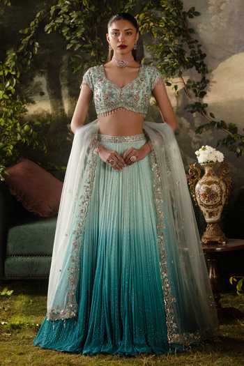 Lashkaraa Ombre Lehenga Embroidered Blouse Set 