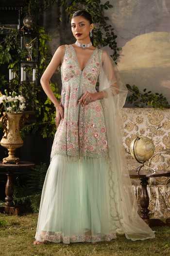 Lashkaraa Embroidered Net Kurta Set 