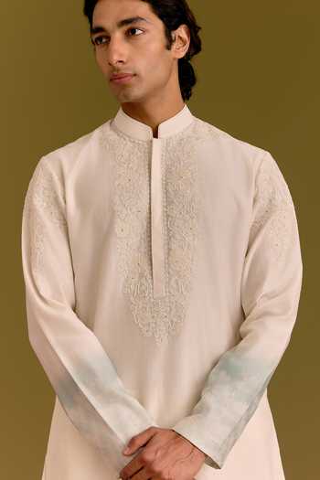 Buy Devnaagri Blue Silk, Chanderi, Cotton, Lycra Embroidered Placket Kurta Set Online at Aza Fashions Buy_Devnaagri_Blue Silk, Chanderi, Cotton, Lycra Embroidered Placket Kurta Set _Online_at_Aza_Fashions