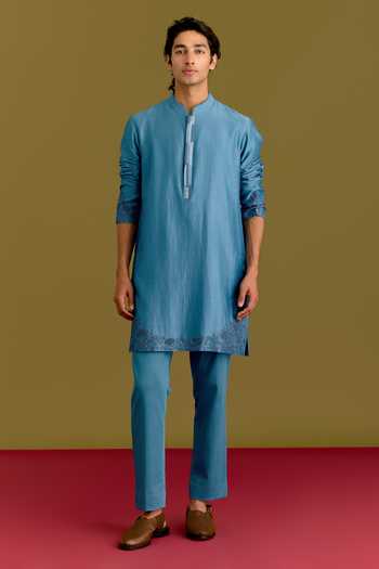 Devnaagri Placed Embroidered Kurta Set 