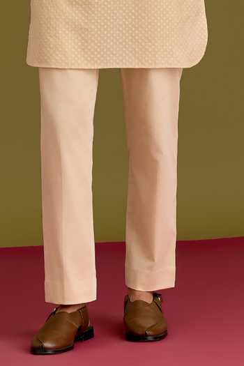 Shop_Devnaagri_Beige Silk, Chanderi, Lycra, Cotton Floral Embroidered Kurta Set _Online_at_Aza_Fashions