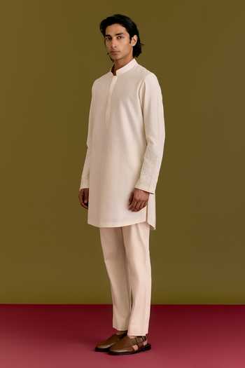 Devnaagri Placed Tonal Embroidered Kurta Set 